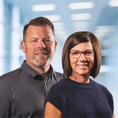 Dr. Jeff Morrey and Dr. Cindy Morrey, head and shoulders, standing together