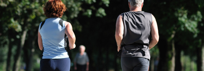 Two people running outdoors