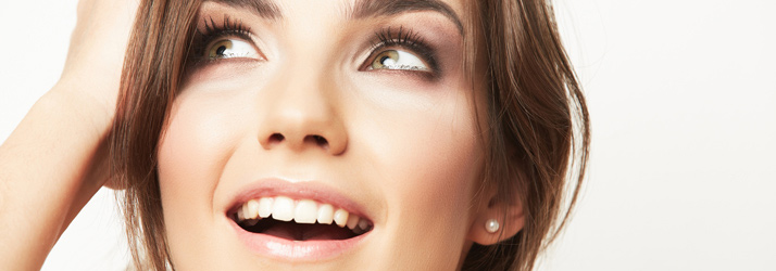 A woman looking upward
