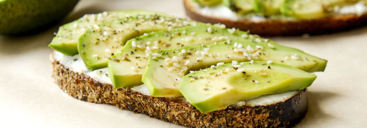Toast topped with avocado slices