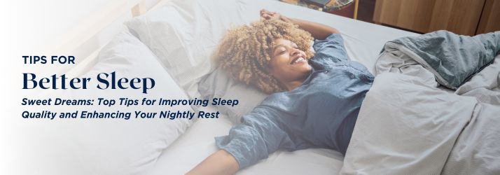 Article graphic about sleep showing a person in bed